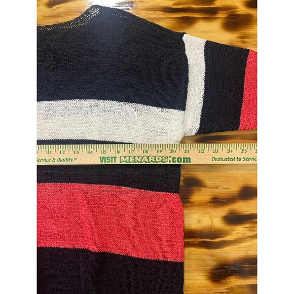 Chaps Pull Over Red White Blue Size XL Sweater 3/4 Sleeve Striped Nautical City - Picture 6 of 10